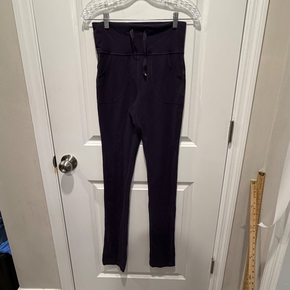 Lululemon Womens Yoga Pants High Rise Drawstring Front Pockets Purple Size 6